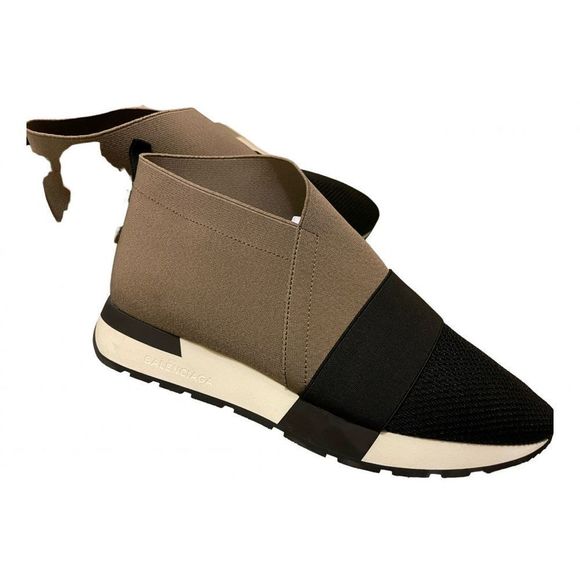 BALENCIAGA Elastic &Mesh High-Top Sneaker/Shoes~Black & Taupe~EU 36/US 6~$615. - Picture 3 of 8
